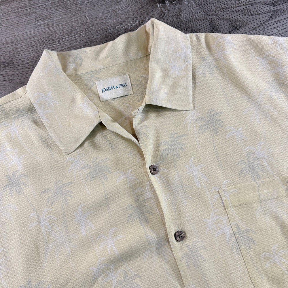 Joseph & Feiss Mens Silk Tropical Palm Tree Button Down Shirt  Large *READ*